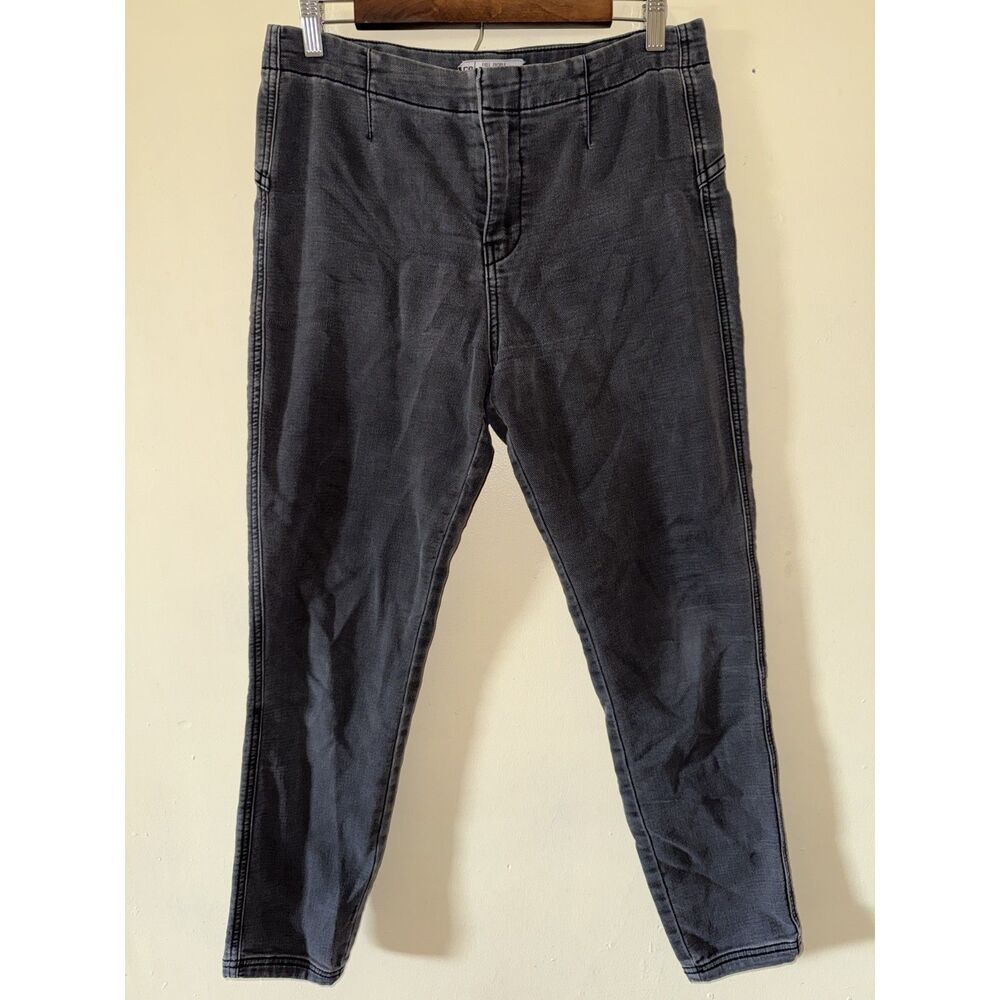 Free People Washed Black High Rise Skinny Jeans Seam Detail Size W29